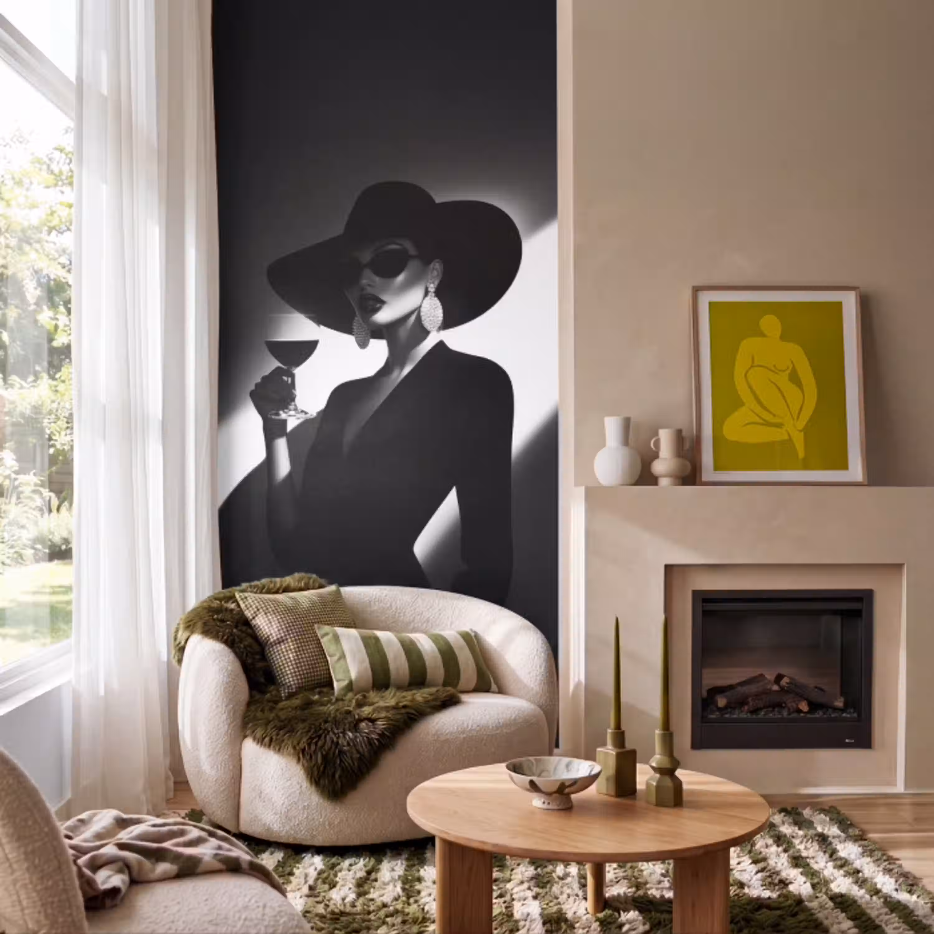Vrouw - Wijn - Chic Behang Vlies klein -sfeer2