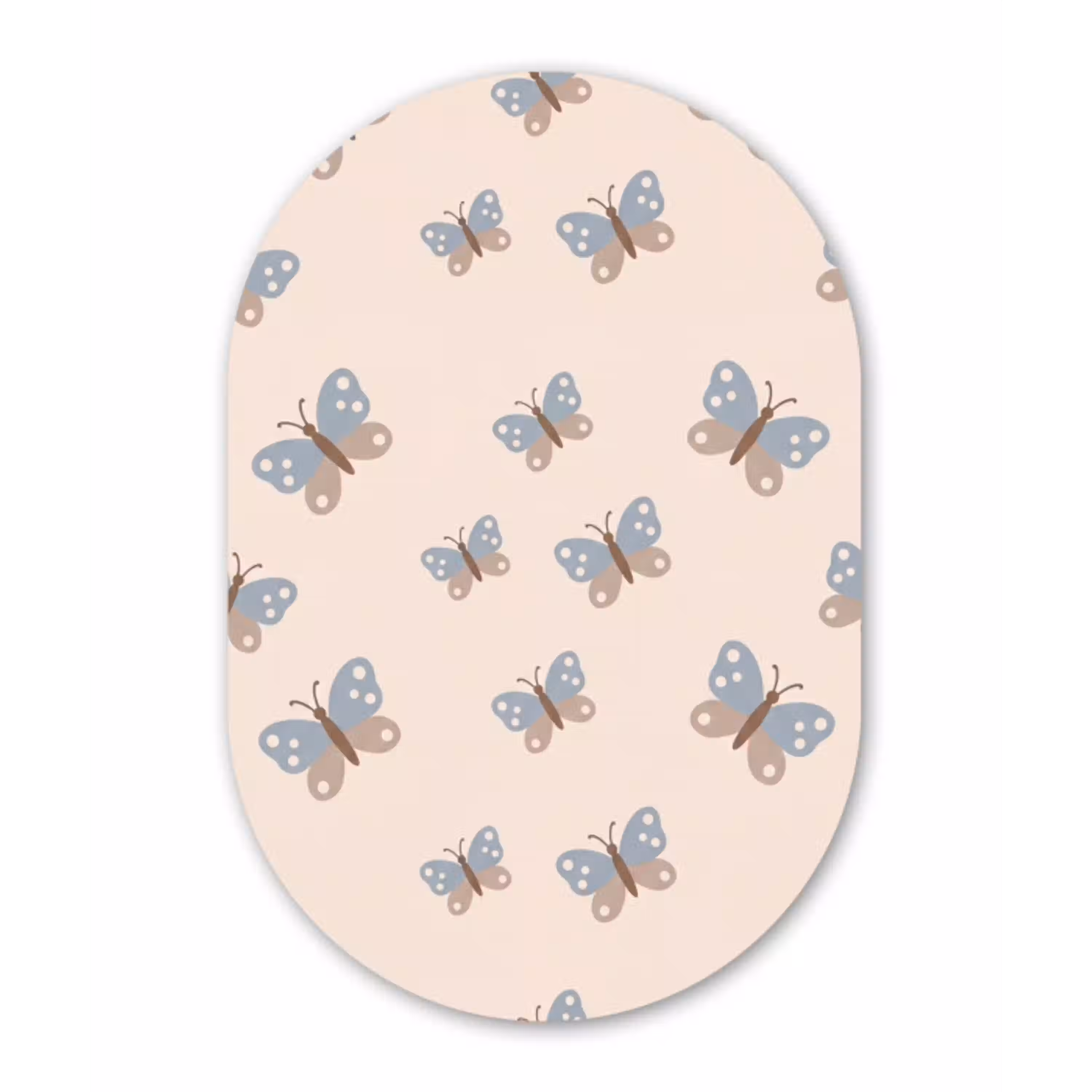 Insect - Vlinderpatroon - Abstract - Blauw - Beige Wandcirkel Ovaal Forex klein -3d