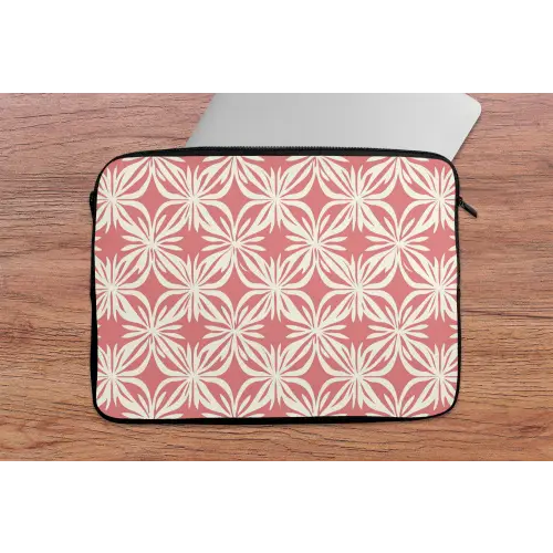 Roze - Bloemenmotief - Wit - Modern laptophoes neopreen klein 279 -tafel