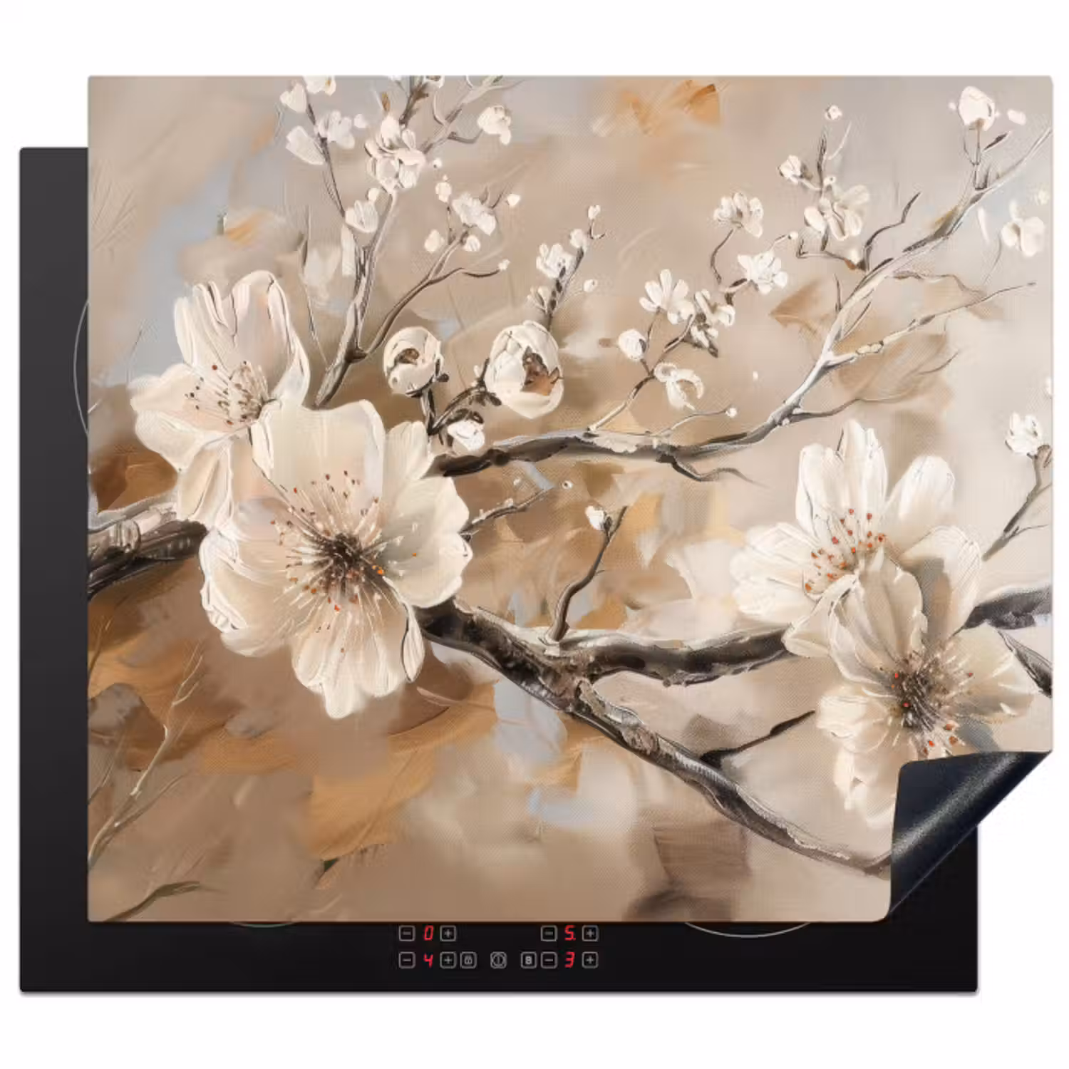 Inductie beschermer - Bloemen - Natuur - Wit - Bloesem - Abstract