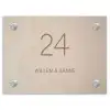 Beige reliëf lijnen - Klassiek Naambord Rechthoek middel -3d