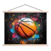 Graffiti - Basketbal - Verf - Sport textielposter latten blank klein -3d