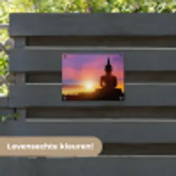 Boeddha silhouet bij zonsopgang tuinposter los doek klein -sfeer3