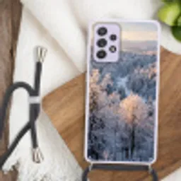 Bos - Bergen - Goud - Winter - Warm Hoesje Samsung Galaxy A52 5G met koord klein -sfeer4