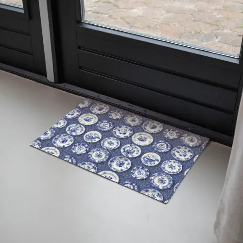 Borden - Floraal - Blauw Deurmat klein 898 -sfeer2