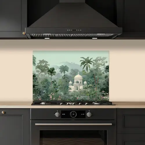 Tropische tuin - Koepelgebouw - Bloemen keuken achterwand spatscherm klein -sfeer1