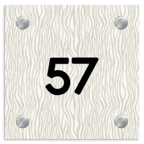 Beige golvende strepen - Traditioneel Naambord Vierkant klein -3d