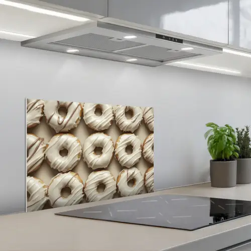 Donuts - Chocolade - Wit - Beige keuken achterwand spatscherm klein -3d_schuin