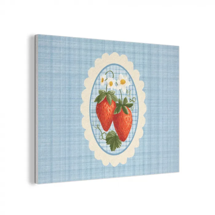 Aardbeien - Lijst - Rood - Geruit PET vilt klein -3d