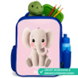Olifant - Baby - Blosjes - Illustratie Kinderrugzak - Blauw middel -inhoud_NL