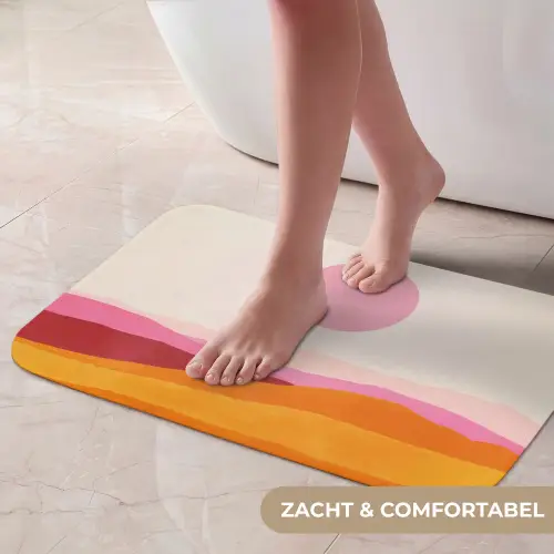 Heuvels - Oranje - Zon - Abstract Badmat klein -USP_ZachtNL