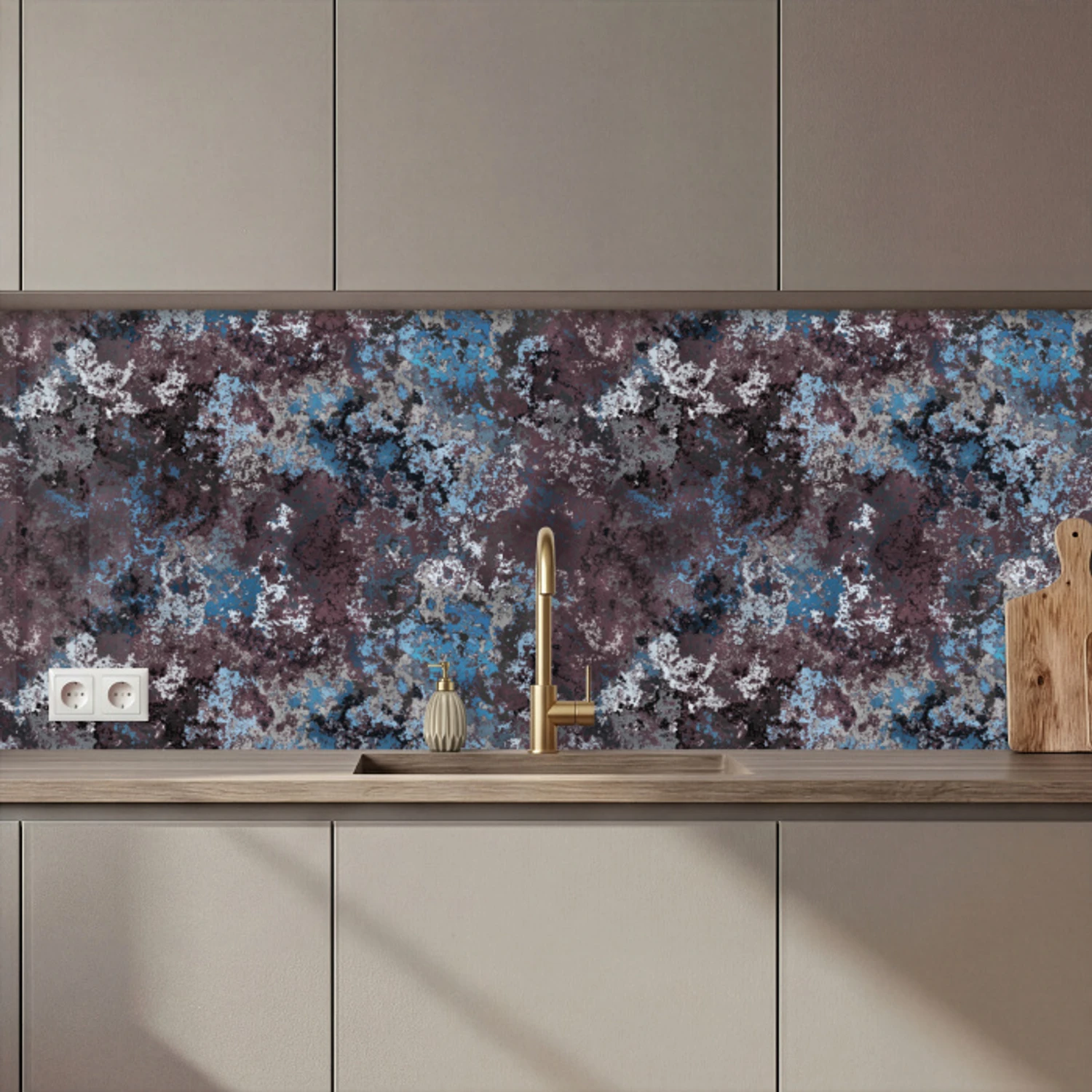Kitchen splashback - Rust - Blue - Brown - Stains | Kitchenyeah.co.uk