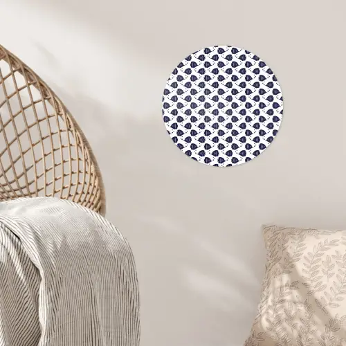 Oceaan - Vis - Blauw - Wit Wandcirkel behangsticker klein 186 -sfeer4