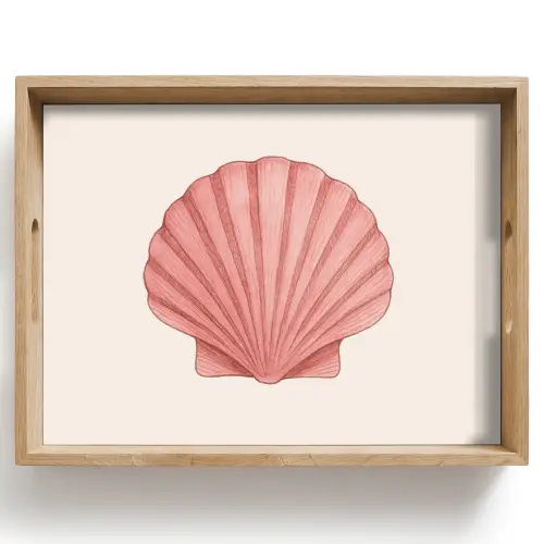 Schelp - Roze - Ribbels Dienblad Rechthoek middel -z3d_shopping