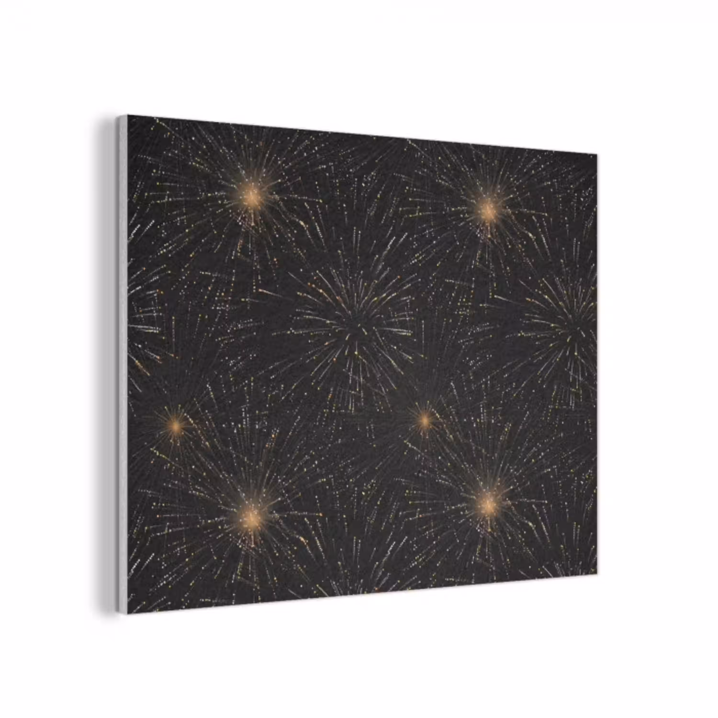 Vuurwerk - Patroon - Feestelijk - Goud - Zwart PET vilt klein 837 -3d
