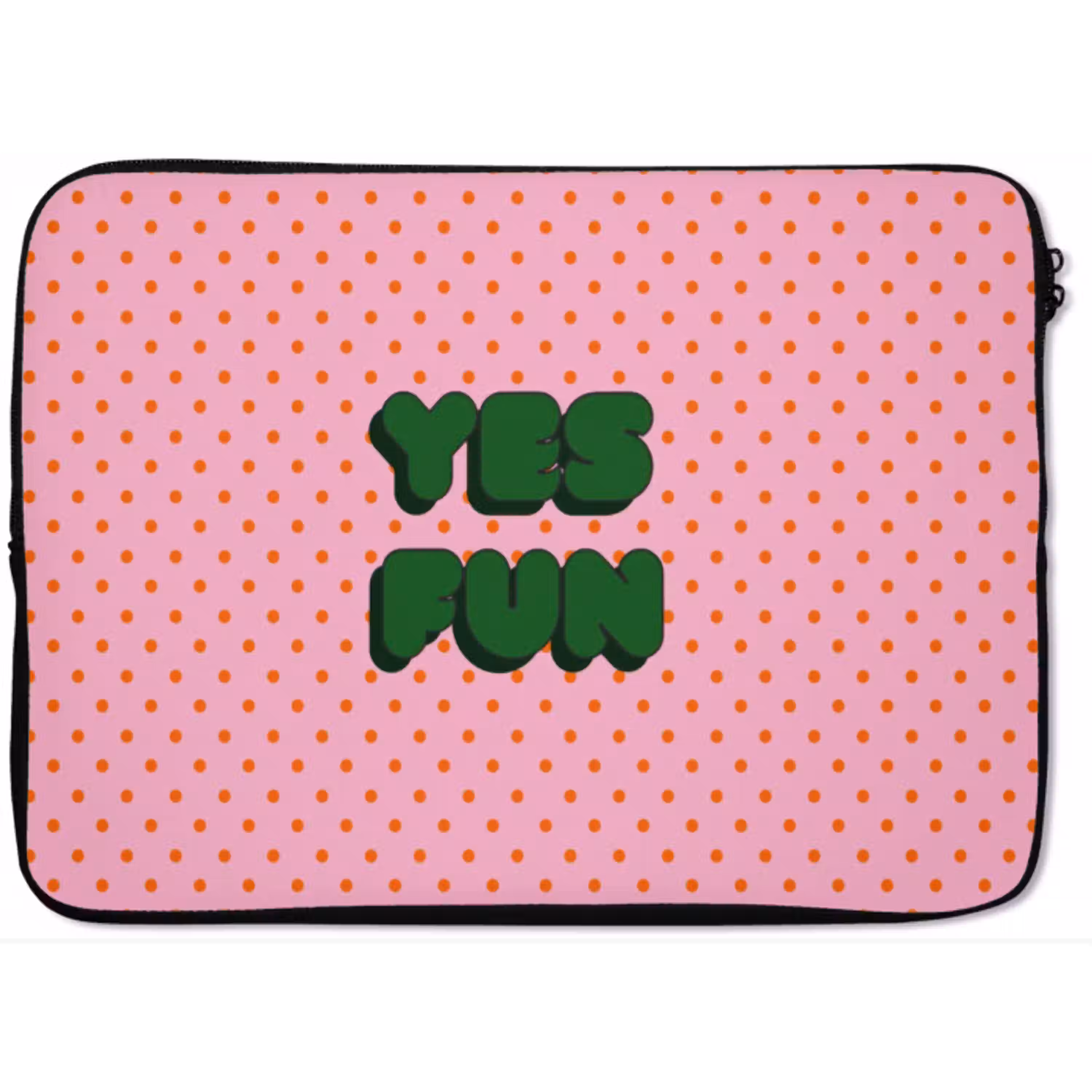 Yes fun - Groen - Roze - Stippen laptophoes neopreen klein -zkaufland3dotto