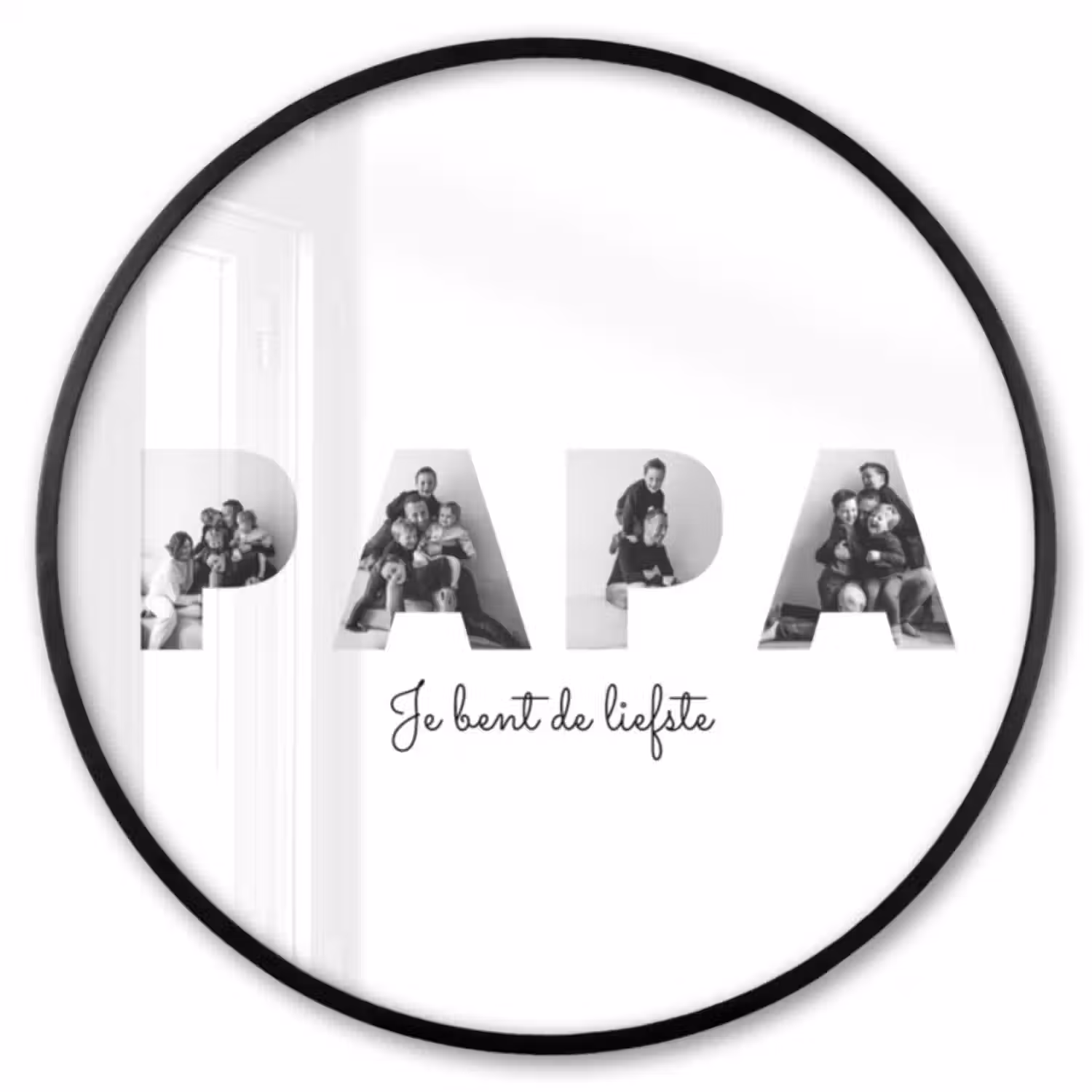Gepersonaliseerde ronde fotolijst - Papa - Lettercollage
