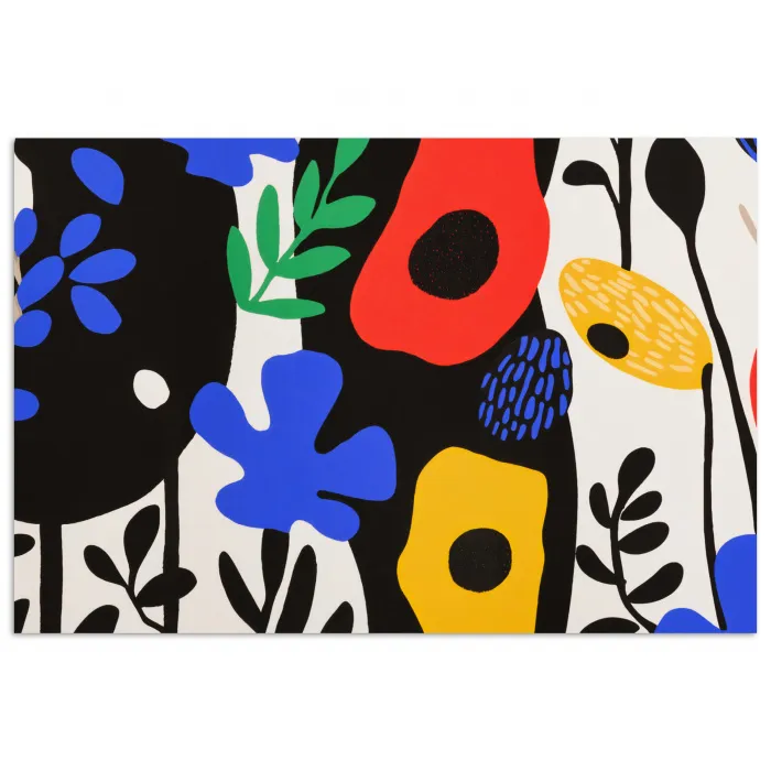 Bloemen - Bladeren - Abstract - Zwart poster papier klein -3d