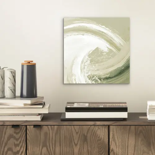 Abstract - Penseelstreken - Golven - Groen aluminium wit klein -sfeer1