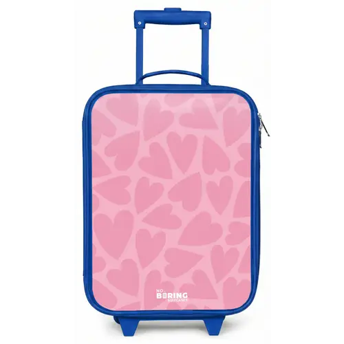 Roze hartjes patroon Kinderkoffer - Blauw klein -zz3dotto
