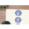 Schelpen - Blauw - Patroon muismat rubber klein -closeup