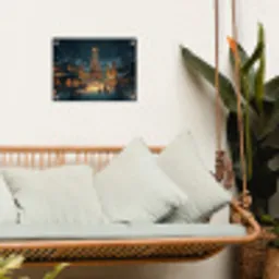 Kerstfeest - Dorp - Donker tuinposter los doek klein -sfeer7