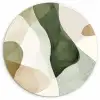 Japandi - Abstract - Groen Wandcirkel kunststof plaat 5mm dik klein -3d