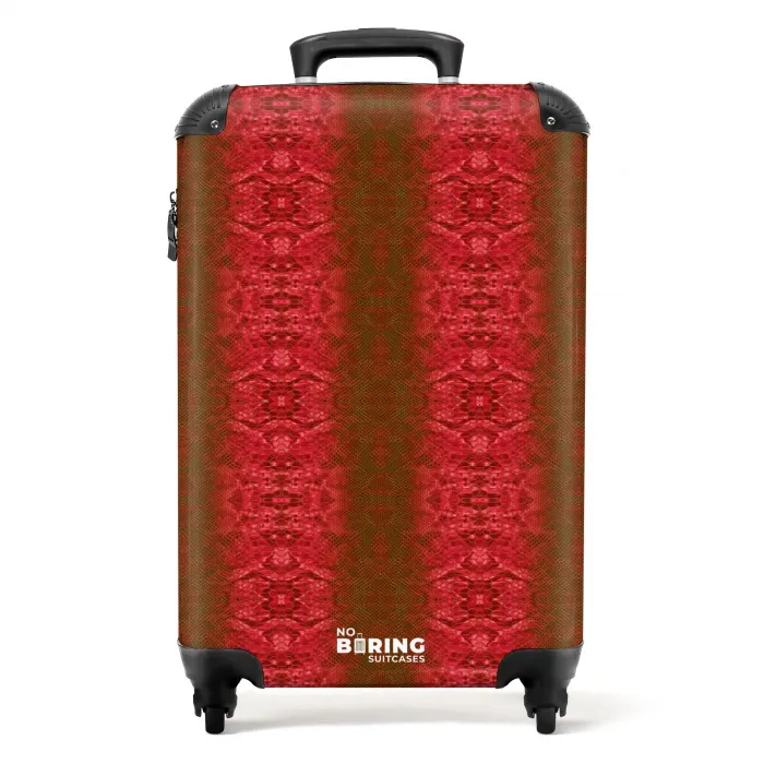 Dieprood slangenhuid met symmetrische schubstructuur NBS - Handbagage koffer - Volwassenen Unisex middel -productfoto_recht