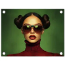 Vrouw - Groen - Bril - Aesthetic - Modern tuinposter los doek klein -3d