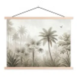 Jungle - Palmbomen - Natuur textielposter latten blank klein -3d