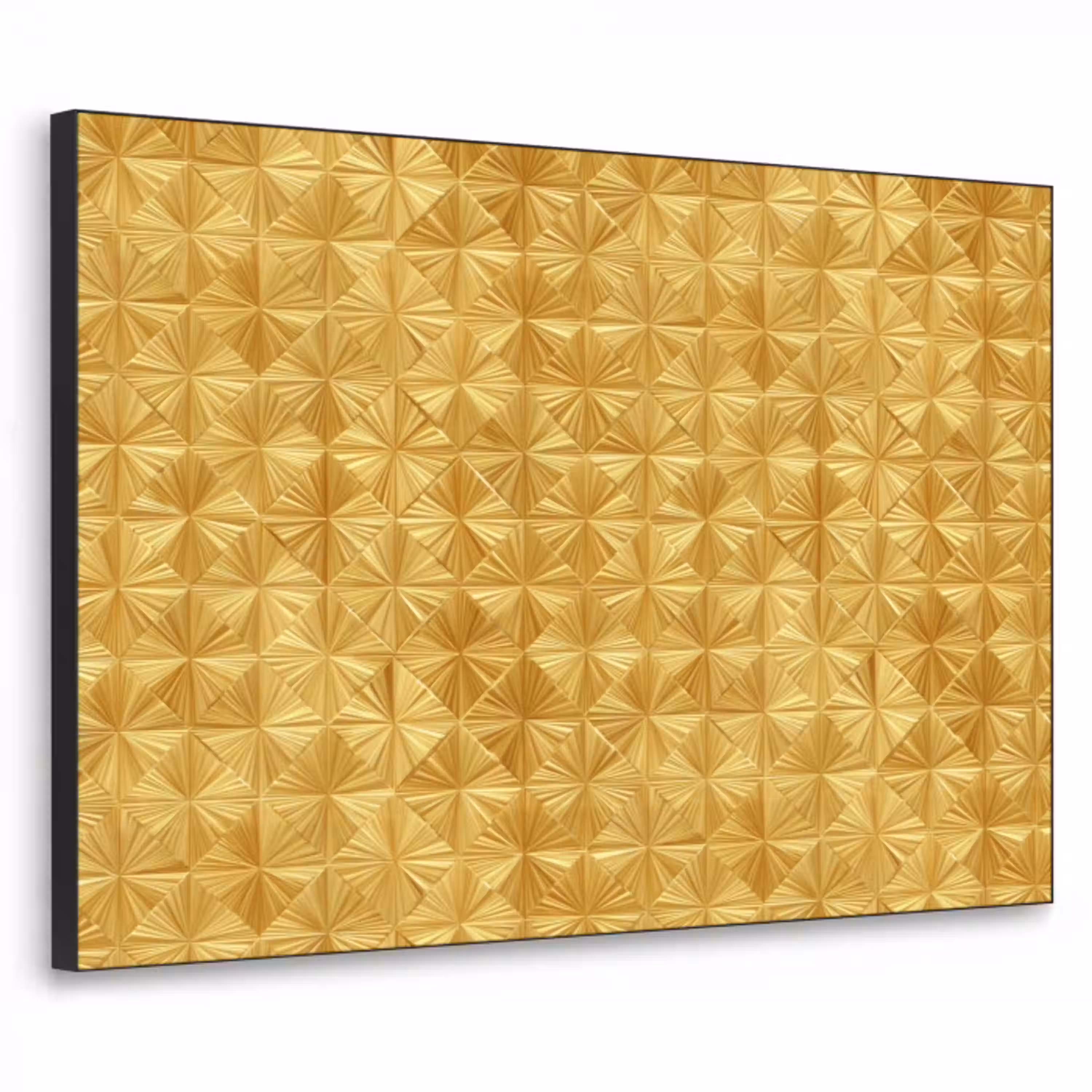 Tegels - Geometrisch - Reliëf - Goud Textielframe zwart klein 947 -3d