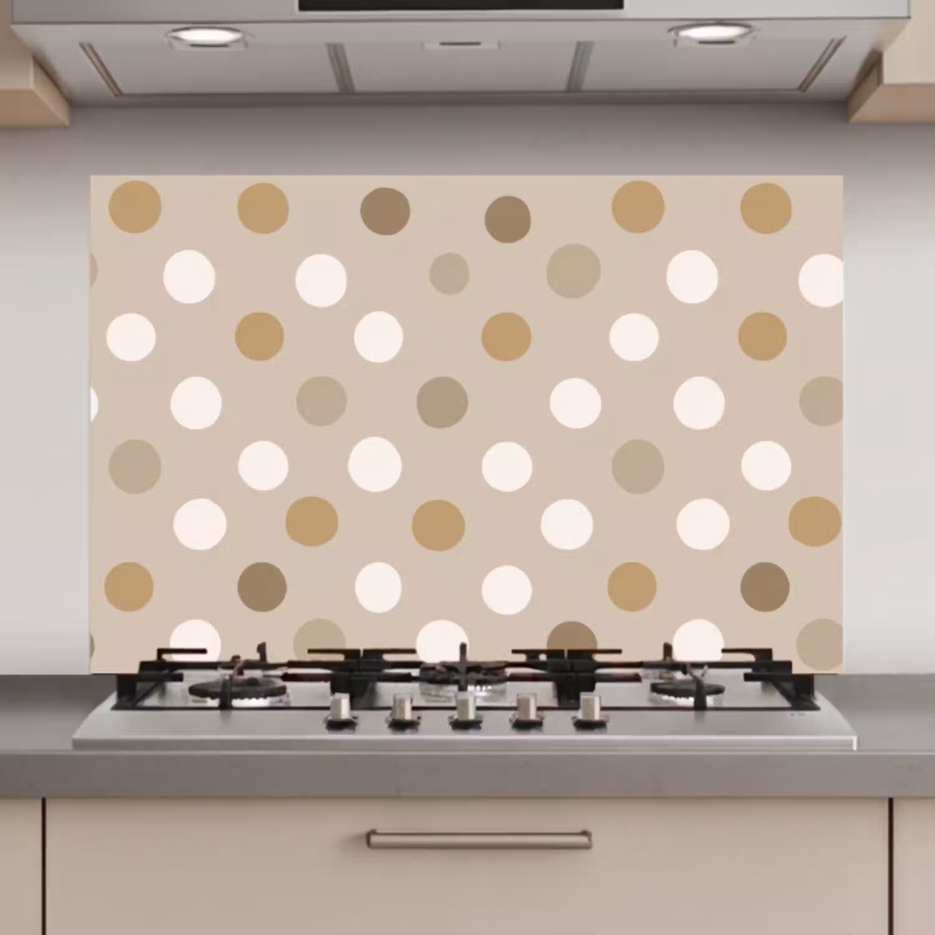 Polka - Dots - Beige keuken achterwand spatscherm klein 900 -3d_website