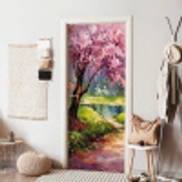 Watercolor - Natuur - Bomen - Kunst - Bloemen deurposter klein -sfeer6