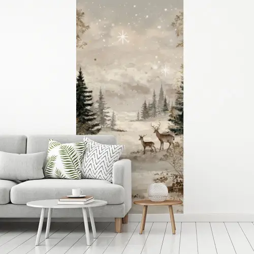 Bos - Herten - Winter - Sneeuw fotobehang vinyl groot -woonkamer