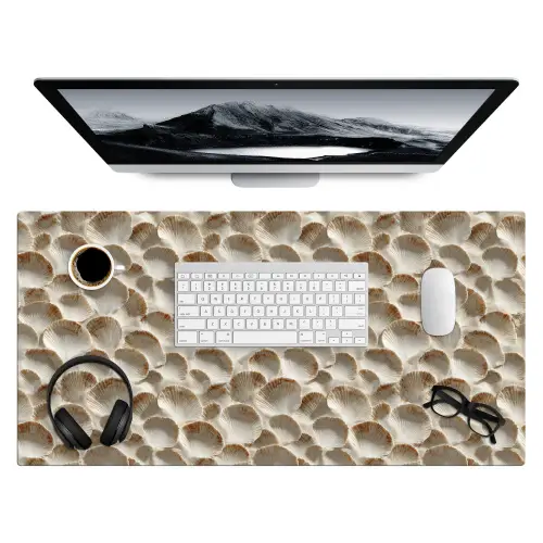 Schelpen - Waaiervorm - Wit Muismat XXL klein 681 -3d