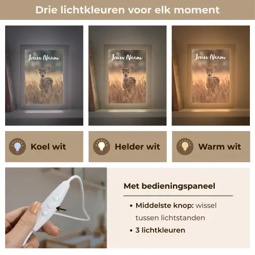 Hert - Graanveld - Bruin Light Box met kabel (Kinderlampje) klein -USP_lichtkleurNL