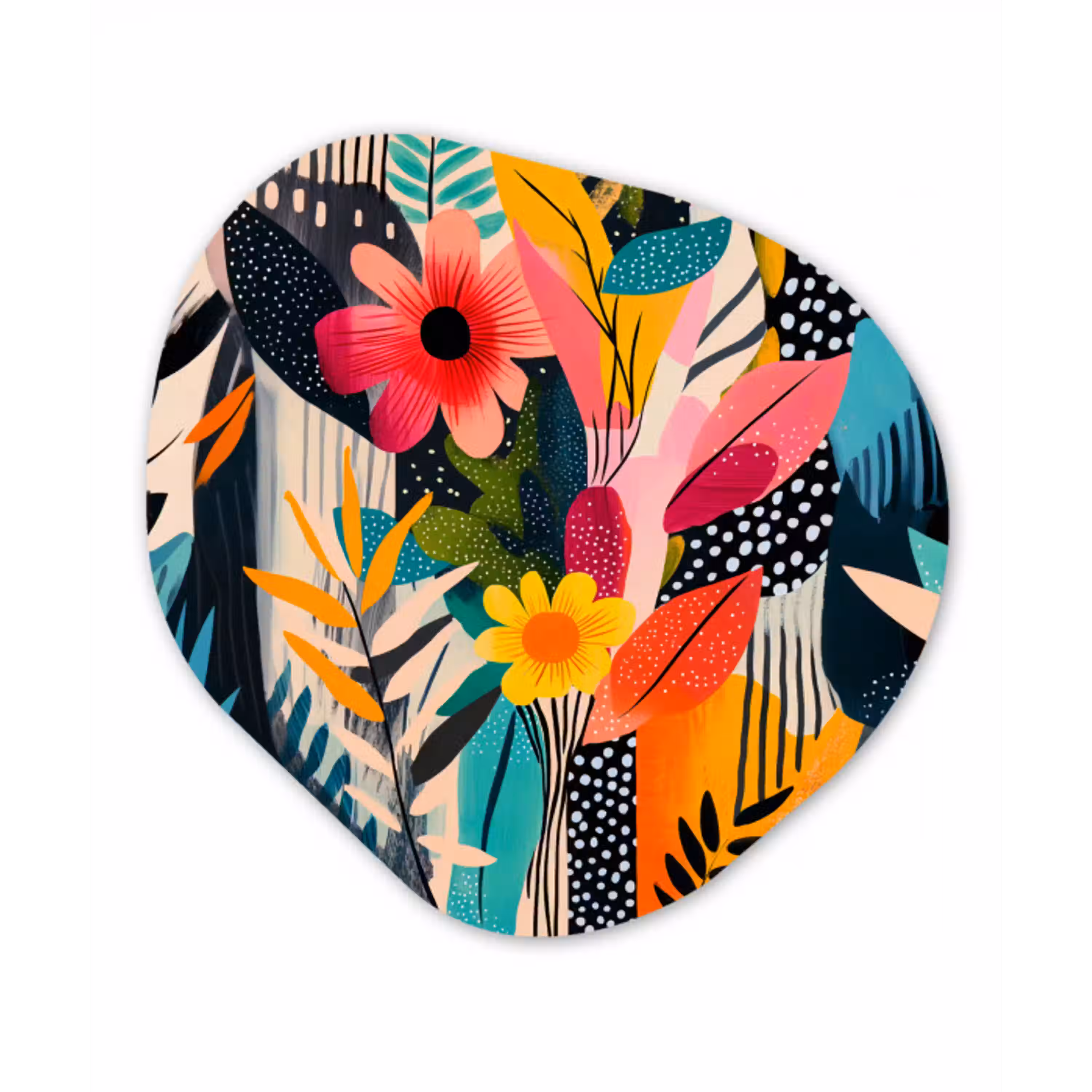 Schilderij - Abstract - Bloemen - Roze Wandcirkel Organisch Forex 3mm klein -3d