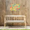 Geel - Roze - Blauw - Retro Tuinposter op houten frame 2 cm dik klein -sfeer4