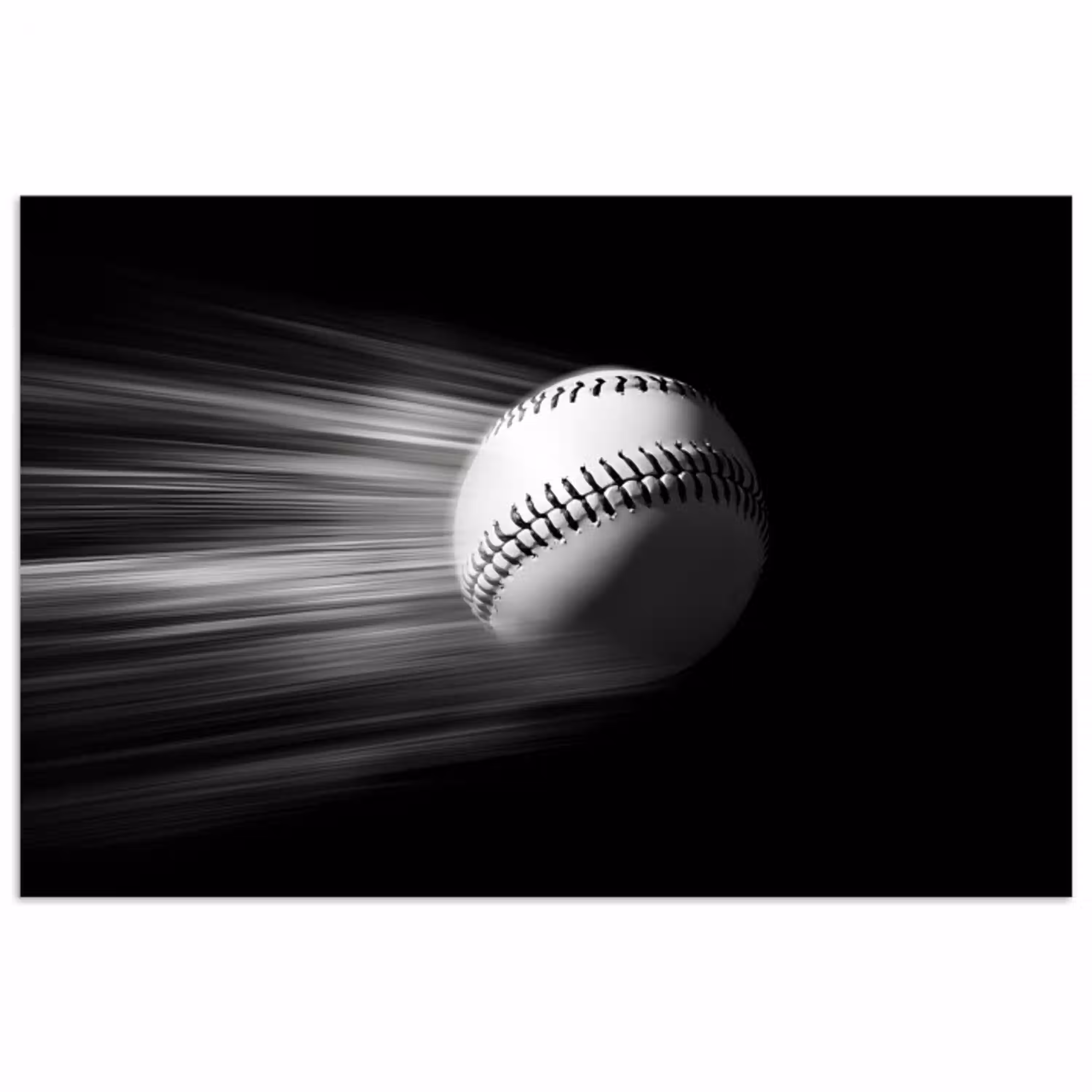Honkbal - Wit - Vliegt poster papier klein -3d