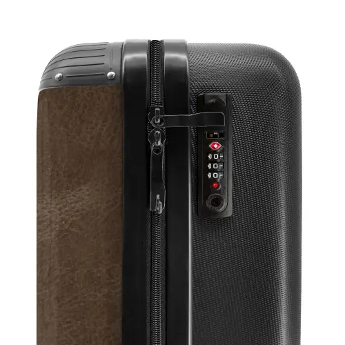 Lederen look donker bruin NBS - Handbagage koffer - Volwassenen Unisex middel -slot