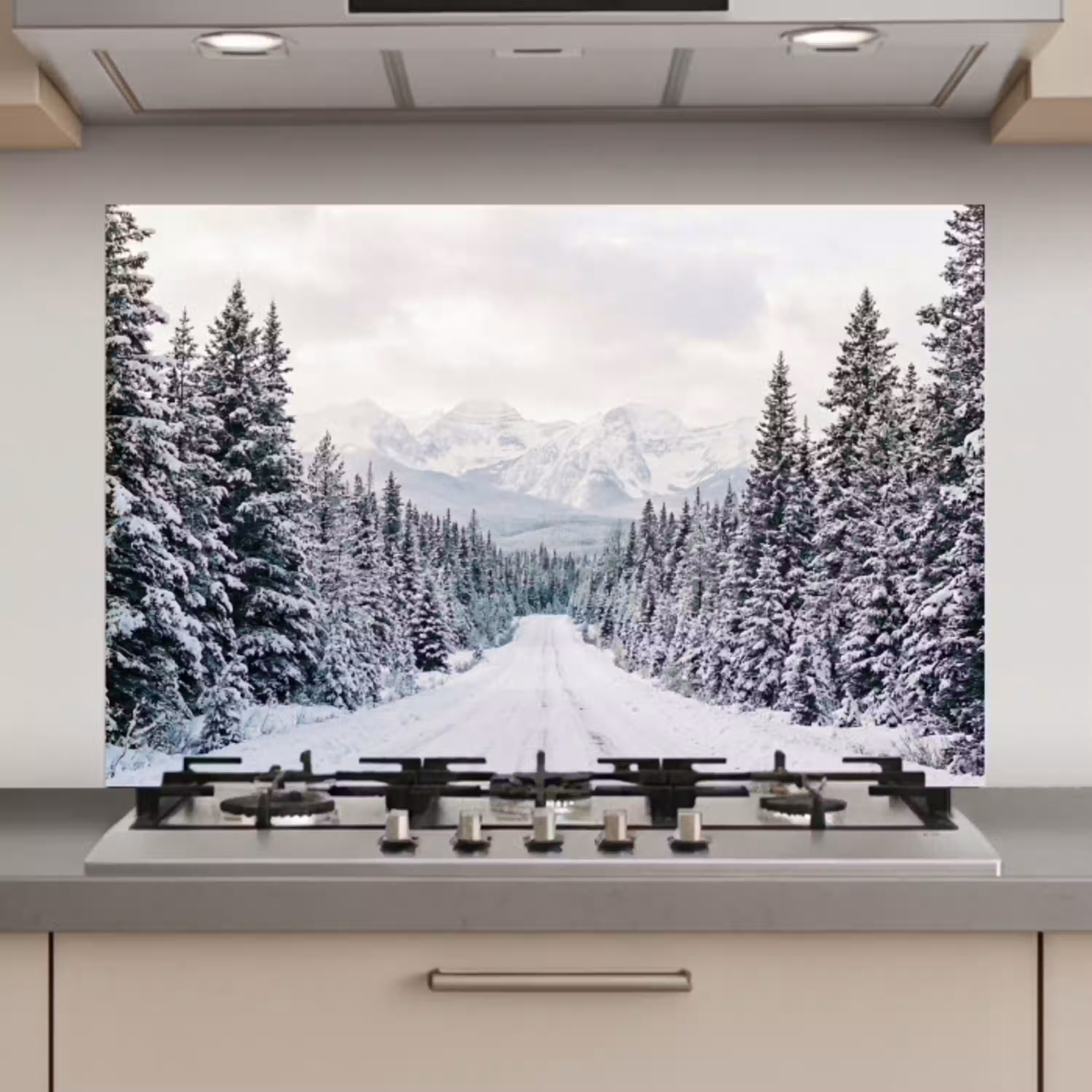 Weg - Sneeuw - Naaldbos - Winter - Avontuurlijk keuken achterwand spatscherm klein -3d_website