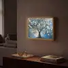 Boom - Blauw - Goud - Abstract Light Box met batterij (Wandlamp) middel -sfeer1