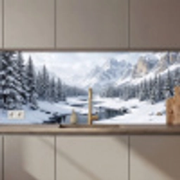 Sneeuwlandschap - Bergen - Rivier - Winter keuken achterwand 2 middel zz_3dshopping