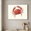 Krab - Felrood - Poten Textielframe zwart klein -sfeer2