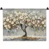 Boom - Bloemen - Wit - Natuur - Kunst Wandkleed katoen klein -zz3d