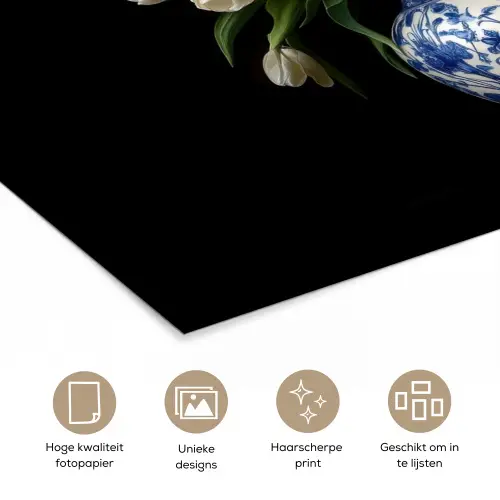 Geel - Tulpen - Vaas - Bloemen poster papier klein -closeup_NL