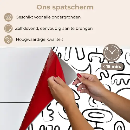Vormen - Abstract - Zwart - Wit keuken achterwand spatscherm klein 900 -spatscherm_NL
