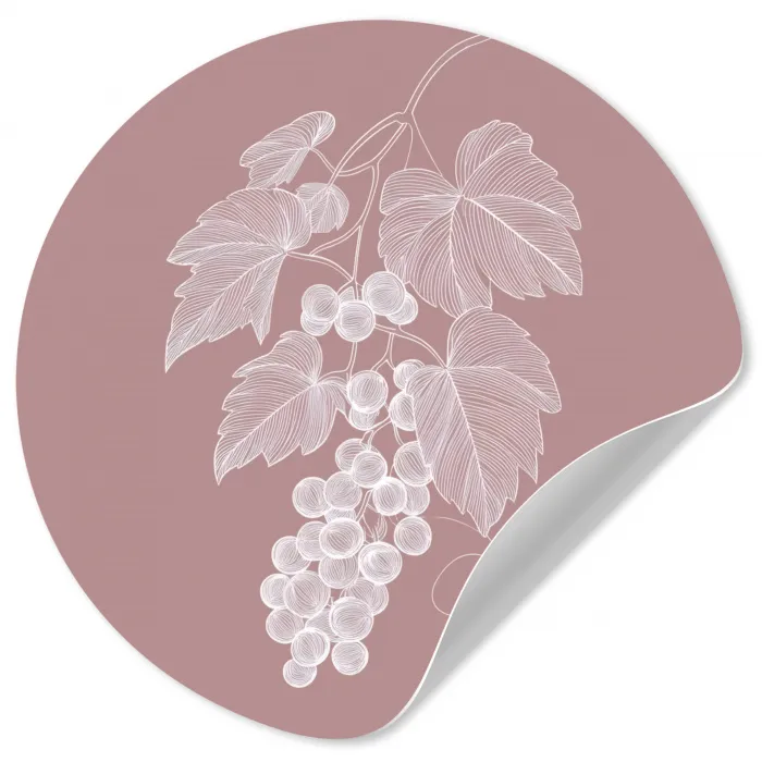 Tros - Druiven - Illustratie - Bladeren Wandcirkel behangsticker klein -3d