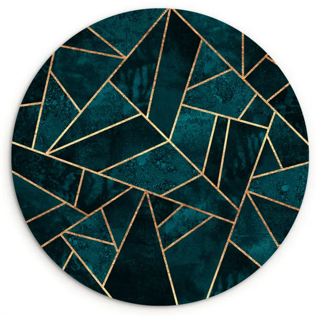 Stenen - Goud - Luxe - Patronen - Abstract Wandcirkel kunststof plaat 5mm dik klein -3d