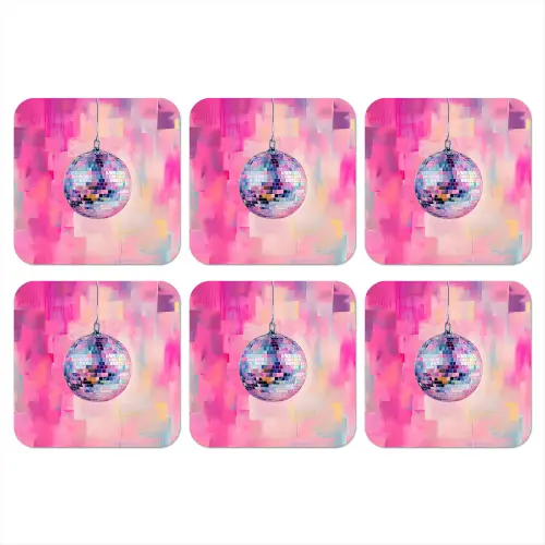 Discobal - Pink - Verf onderzetter kurk middel -3d